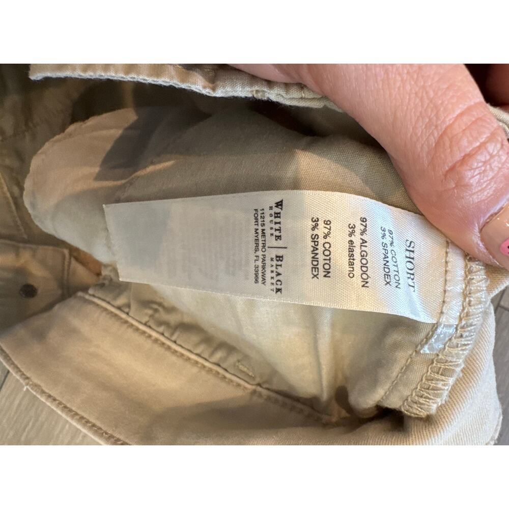 White House Black Market Khaki Shorts Size 8 Mid Rise Stretch Chino - Picture 3 of 6